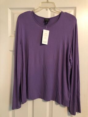 Eileen Fisher Purple Viscose Jersey Long Sleeve Top XL NWT
